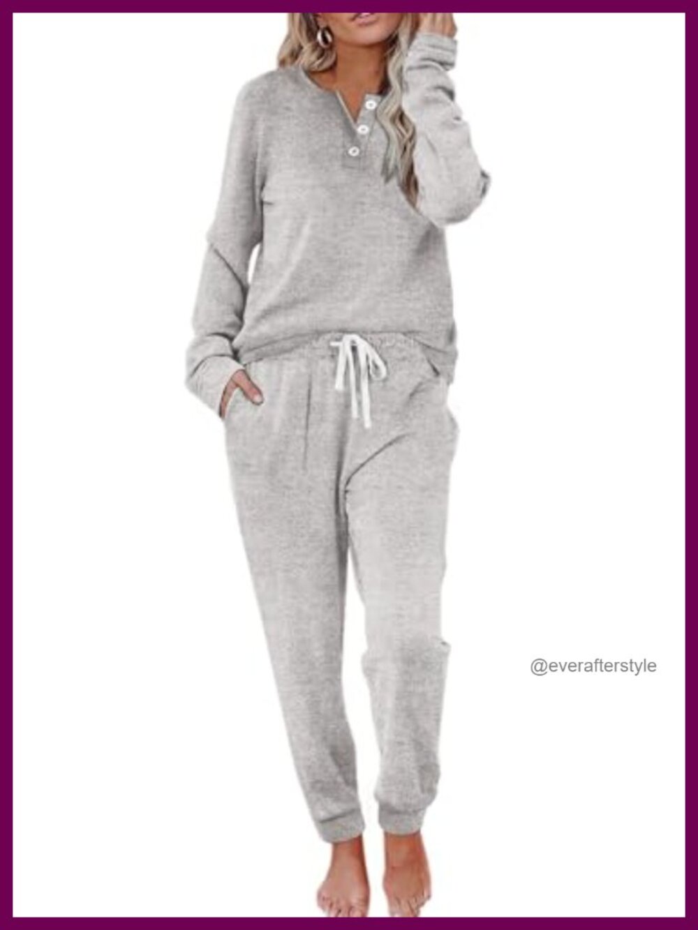 Women's 2-Piece Brushed Jersey Pajama Set Scoop Neck Top Joggers Lounge